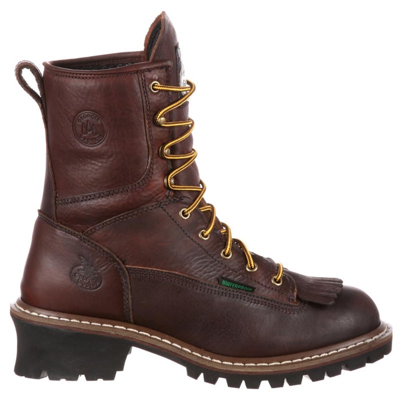 Georgia Boot Steel Toe Waterproof Logger Boot, Chocolate, Size 13(W) - Image 1